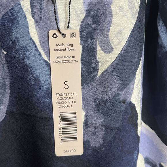 Nic + Zoe Abstract Art Tank Top Blue Womens Size Small Chiffon Lightweight - Picture 4 of 6